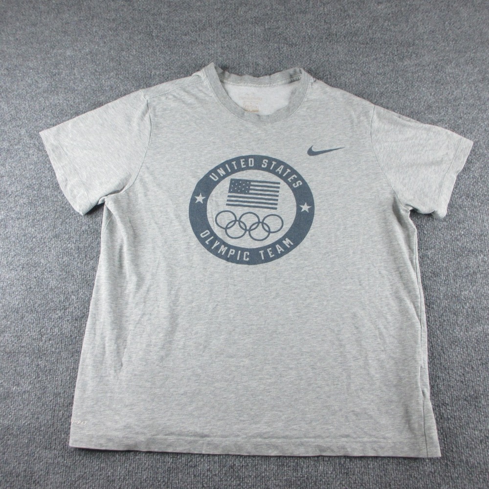 Nike United States Olympic Team Shirt Mens XL Gray‎ Dri-FIT Graphic Tee